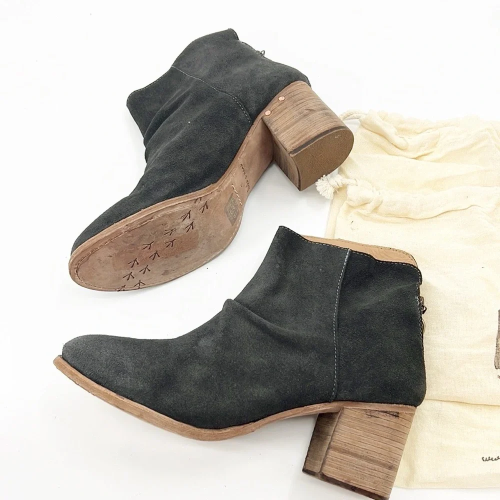 Beek Strix Block Heel Suede Leather Bootie Steel Gray size 11 NWOT Anthropologie